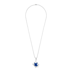 Love Puzzle Blue Silver Stainless Steel Couple Pendant Chain Necklace