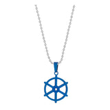Anchor Rhodium Blue Silver Stainless Steel Combo Couple Pendant Chain