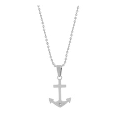 Anchor Rhodium Blue Silver Stainless Steel Combo Couple Pendant Chain