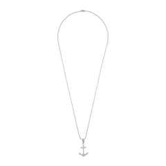 Anchor Rhodium Blue Silver Stainless Steel Combo Couple Pendant Chain