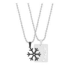 Love Wheel Black Silver Stainless Steel Couple Pendant Chain
