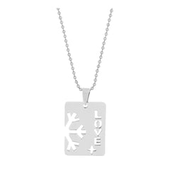 Love Wheel Black Silver Stainless Steel Couple Pendant Chain