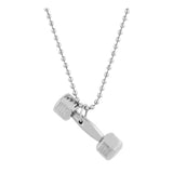 Dumble Barbell Gym Silver Stainless Steel Pendant Chain