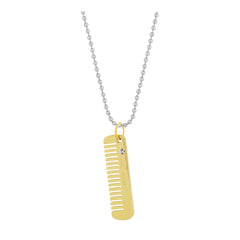 Comb Scissor Love Gold Silver Stainless Steel Couple Pendant Chain