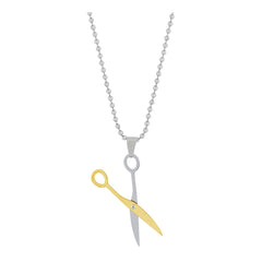Comb Scissor Love Gold Silver Stainless Steel Couple Pendant Chain