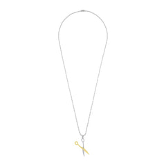 Comb Scissor Love Gold Silver Stainless Steel Couple Pendant Chain
