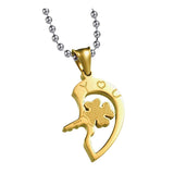 Heart Valentine Gold Silver Stainless Steel Couple Pendant Chain