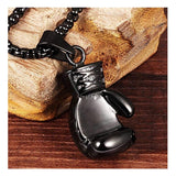 Glossy Boxing Glove Black Rhodium 316L Stainless Steel Pendant Chain
