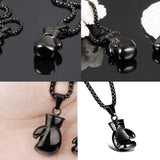 Glossy Boxing Glove Black Rhodium 316L Stainless Steel Pendant Chain For Men