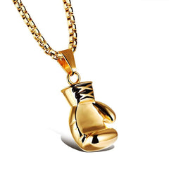 Glossy Boxing Glove 18K Gold Plated 316L Stainless Steel Pendant Chain