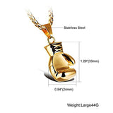 Glossy Boxing Glove 18K Gold Plated 316L Stainless Steel Pendant Chain