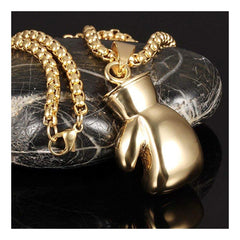 Glossy Boxing Glove 18K Gold Plated 316L Stainless Steel Pendant Chain