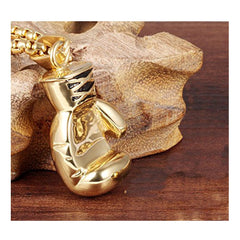 Glossy Boxing Glove 18K Gold Plated 316L Stainless Steel Pendant Chain