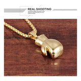 Glossy Boxing Glove 18K Gold Plated 316L Stainless Steel Pendant Chain