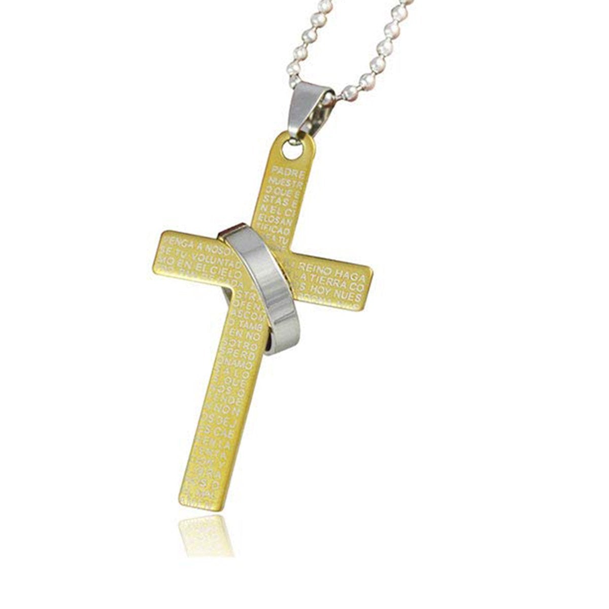 Bible Cross Jesus Christian Prayer Stainless Steel Pendant Chain