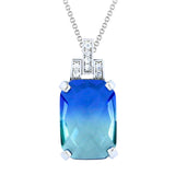 Cool Sea Blue Shades Austrian Crystal Slider Pendant Necklace Chain For Women
