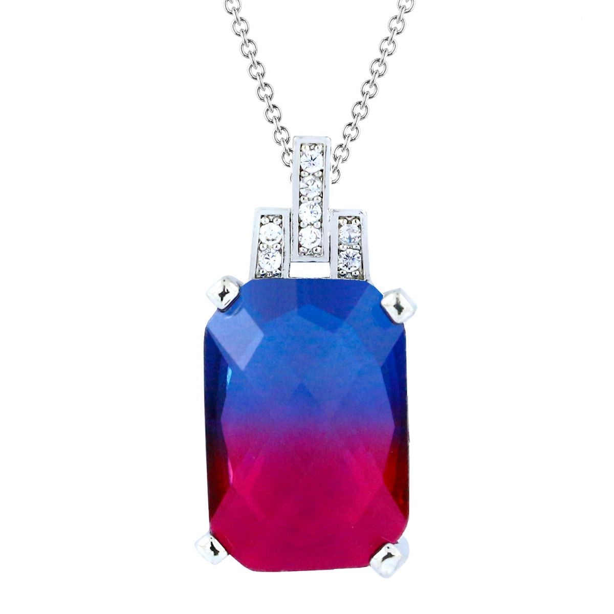 Blue Purple Pink Magenta Austrian Crystal Slider Pendant Necklace For Women