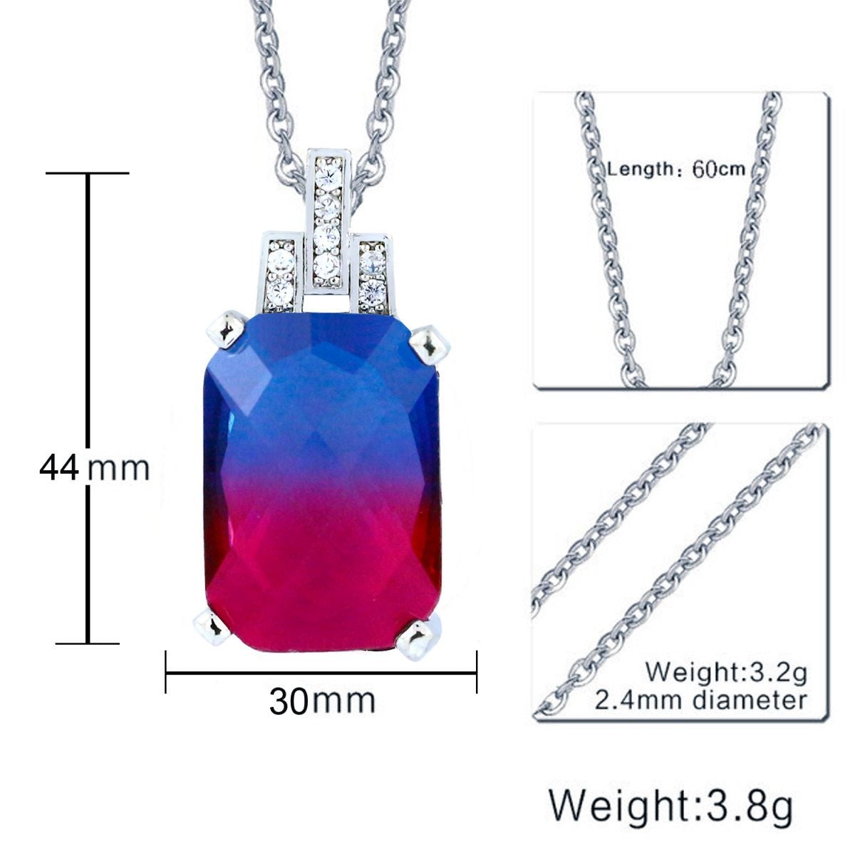 Blue Purple Pink Magenta Austrian Crystal Slider Pendant Necklace