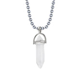 Hexagon Bullet Pencil Natural Opal Crystal Stone Pendant Chain For Men