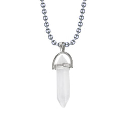 Hexagon Bullet Pencil Natural Opal Crystal Stone Pendant Chain