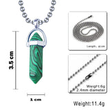 Bullet Pencil Natural Green Stripes Malachite Crystal Pendant Chain For Men