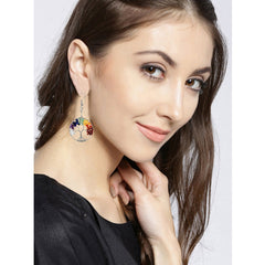 Tree Of Life Natural 7 Chakra Reiki Heaing Crystal Stones Silver Dangler Earring Pair Girls
