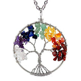 Tree Of Life Natural 7 Chakra Reiki Heaing Crystal Pendant Chain