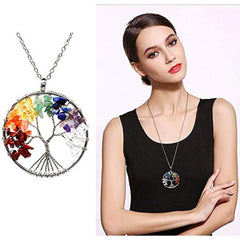 Tree Of Life Natural 7 Chakra Reiki Heaing Crystal Pendant Chain