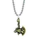 Zodiac Dragon Axe Brass Statement Pendant Necklace Chain