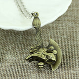 Zodiac Dragon Axe Brass Statement Pendant Necklace Chain For Men