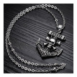 Vintage Marine Anchor Skull Pirate 316L Stainless Steel Pendant Chain