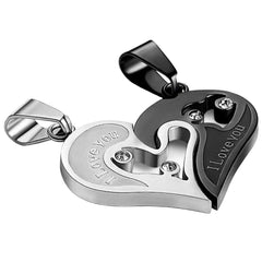 Couple Heart I Love You Stainless Steel Necklace Chain Pendant Combo