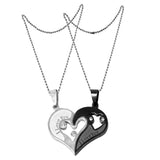 Couple Heart I Love You Stainless Steel Necklace Chain Pendant Combo