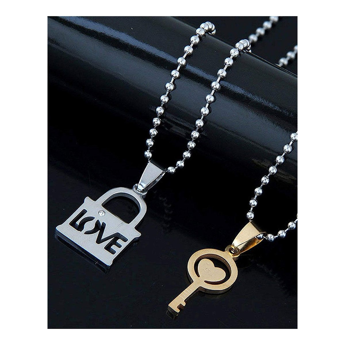 Padlock Chain Necklace, Unisex Stainless Steel Padlock Charm Necklace, Stainless Steel Link Chain