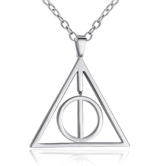 Harry Potter Time Turner Hallows Triangle Compass Stainless Steel Pendant Chain