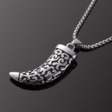 Wolf Tooth Replica Silver Stainless Steel Pendant Chain For Men