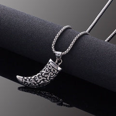 Wolf Tooth Replica Silver Stainless Steel Pendant Chain