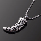 Wolf Tooth Replica Silver Stainless Steel Pendant Chain For Men