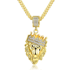 Lion King Crown Kings Landing Gold Rhinestone Crystal Pendant Chain