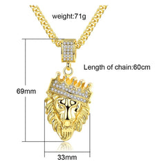 Lion King Crown Kings Landing Gold Rhinestone Crystal Pendant Chain