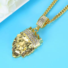 Lion King Crown Kings Landing Gold Rhinestone Crystal Pendant Chain
