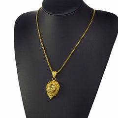 Hip Hop Iced Out Lion King Kings Landing Gold Rhinestone Crystal Stainless Steel Pendant Chain