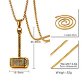 Thor Hammer Gold Plated Stainless Steel Pendant Chain