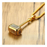 Thor Hammer Gold Plated Stainless Steel Pendant Chain