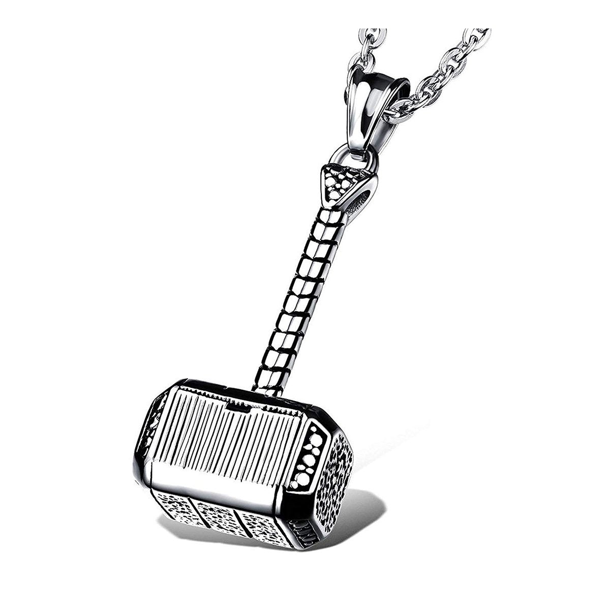 Hammer Silver 316L Surgical Stainless Steel Pendant Necklace Chain