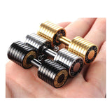 Barbell Dumbell Macho Large Heavy Gold Stainless Steel Pendant Chain