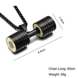 Barbell Dumbell Macho Large Heavy Black Stainless Steel Pendant Chain For Men