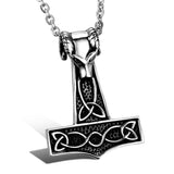 Viking Celtic Knot Wolf Thor Hammer Stainless Steel Pendant Necklace