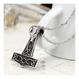 Viking Celtic Knot Wolf Thor Hammer Stainless Steel Pendant Necklace