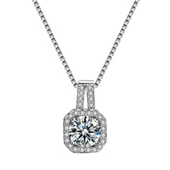 Dainty Classic Solitaire American Diamond Crystal Pendant Chain